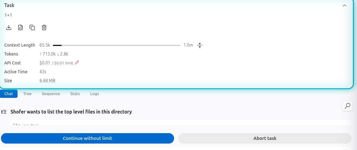 A per-session USD budget with live spend tracking